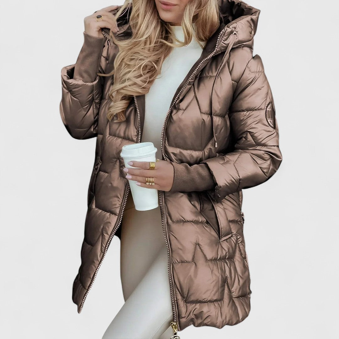 Deirdre - Elegant Padded Coat with Hood and Cosy Lining for Versatile Wear