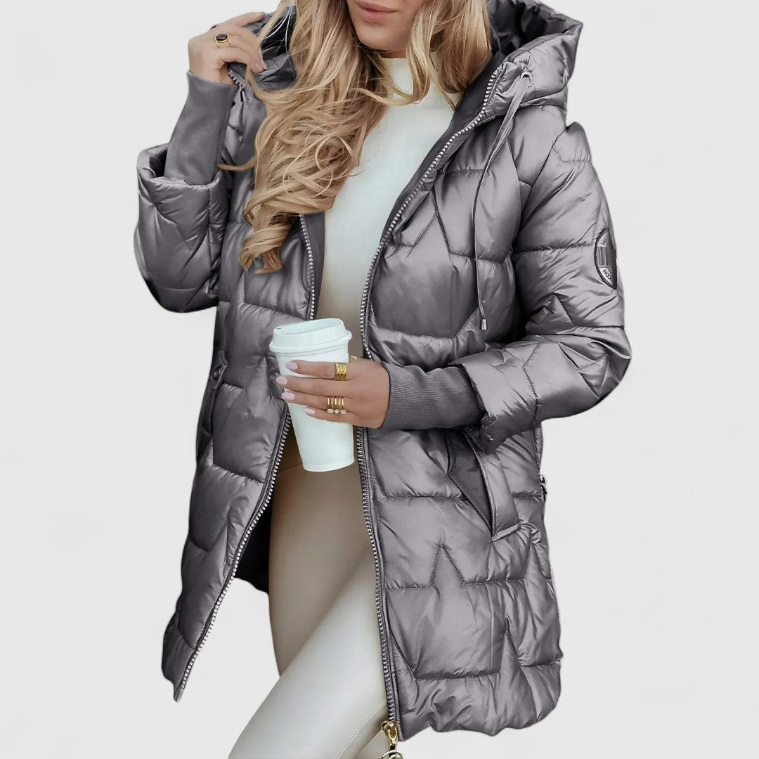 Deirdre - Elegant Padded Coat with Hood and Cosy Lining for Versatile Wear