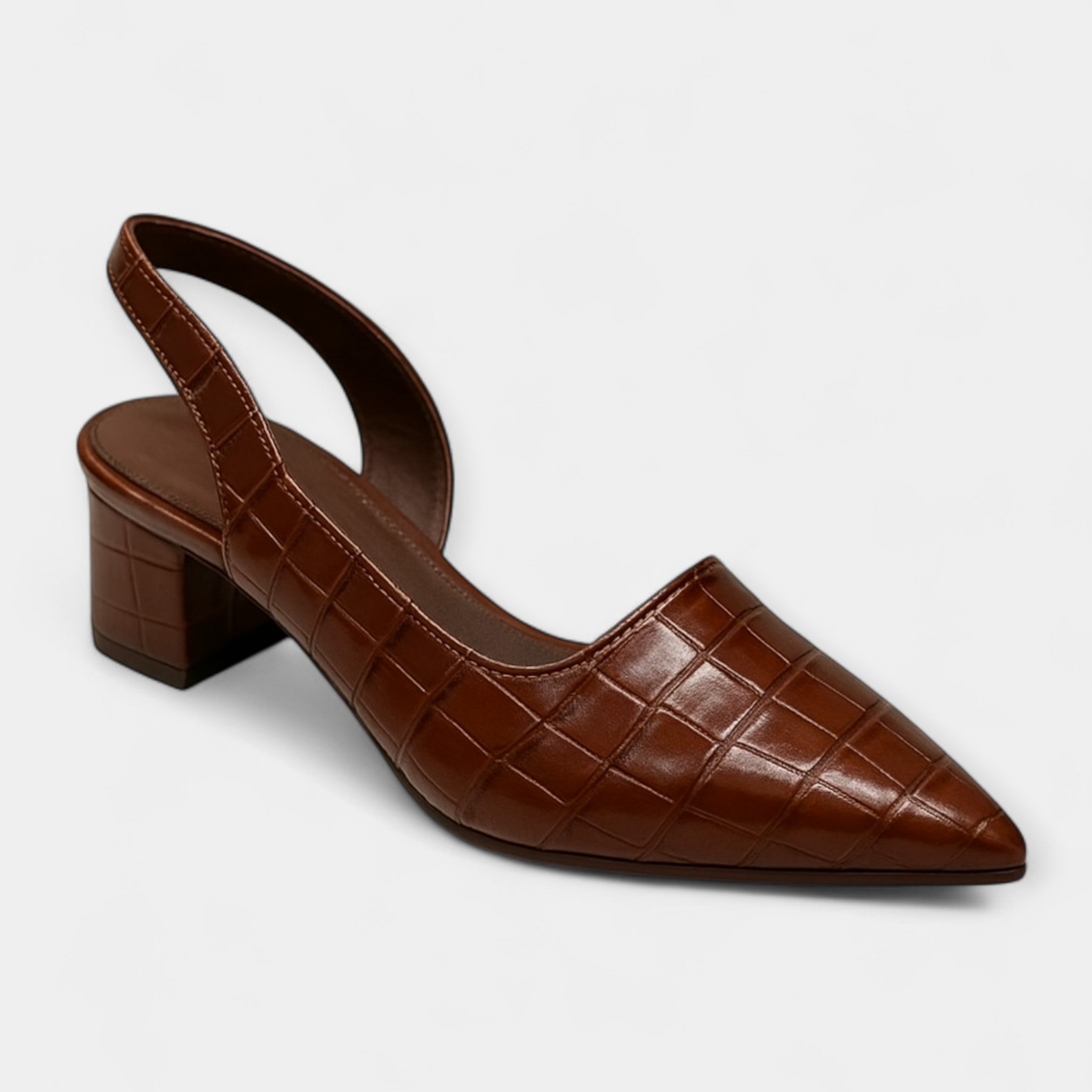 Crocodile Texture Heels With Ergonomic Design For Office