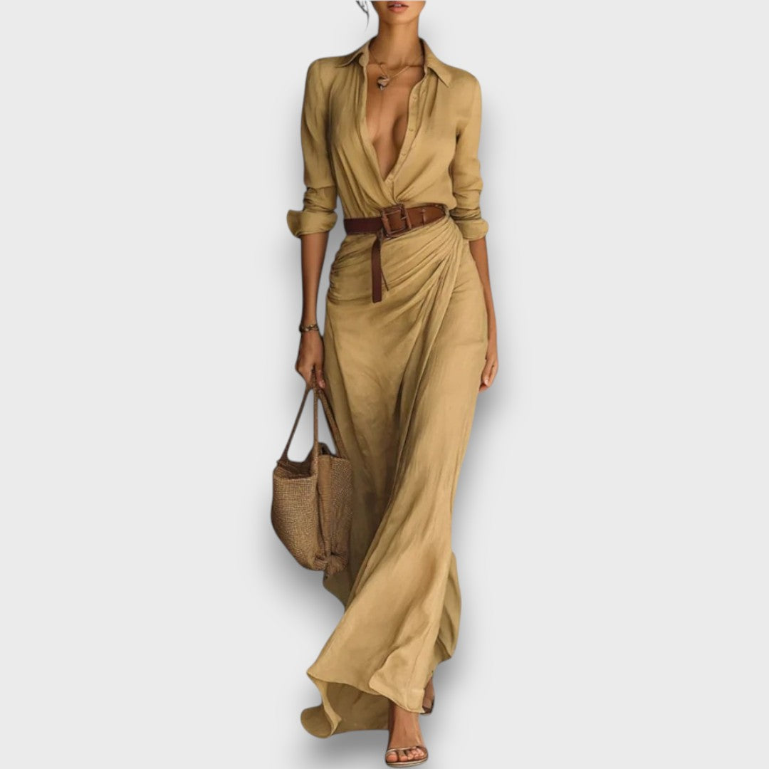 Chloe Wrap Dress With Belt Emphasising The Waistline