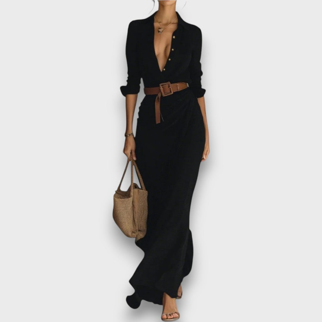 Chloe Wrap Dress With Belt Emphasising The Waistline