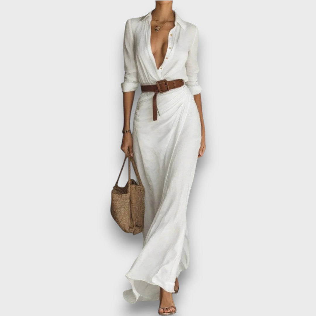Chloe Wrap Dress With Belt Emphasising The Waistline
