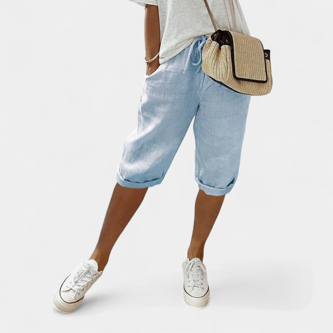 Laodike Cotton Linen Bermuda Shorts For Everyday Wear