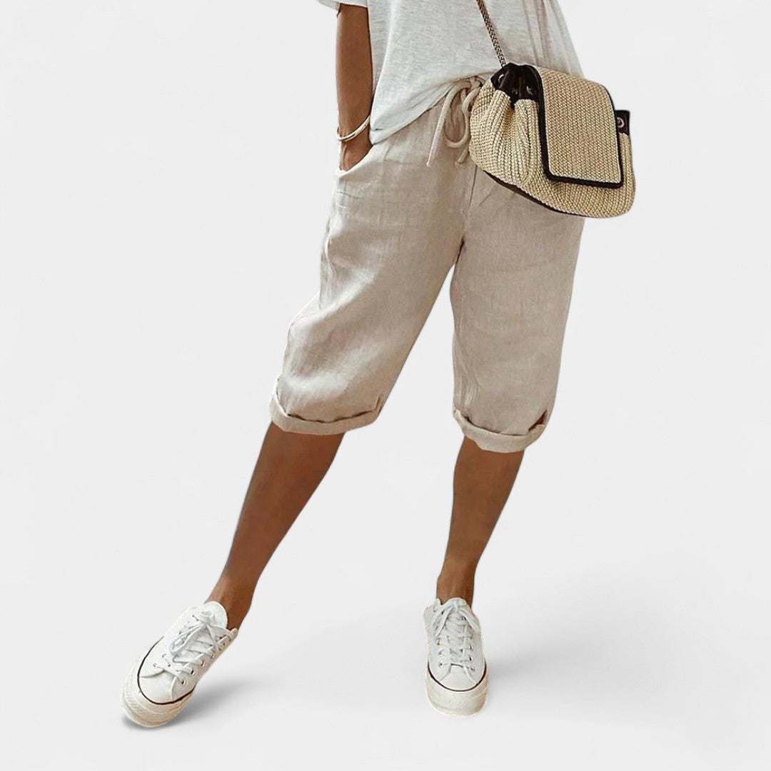 Laodike Cotton Linen Bermuda Shorts For Everyday Wear
