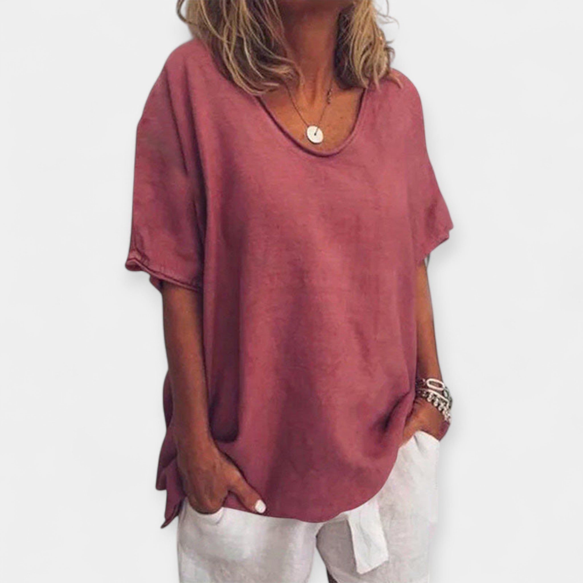 Breathable Summer Blouse With V Neckline For Women Everyday