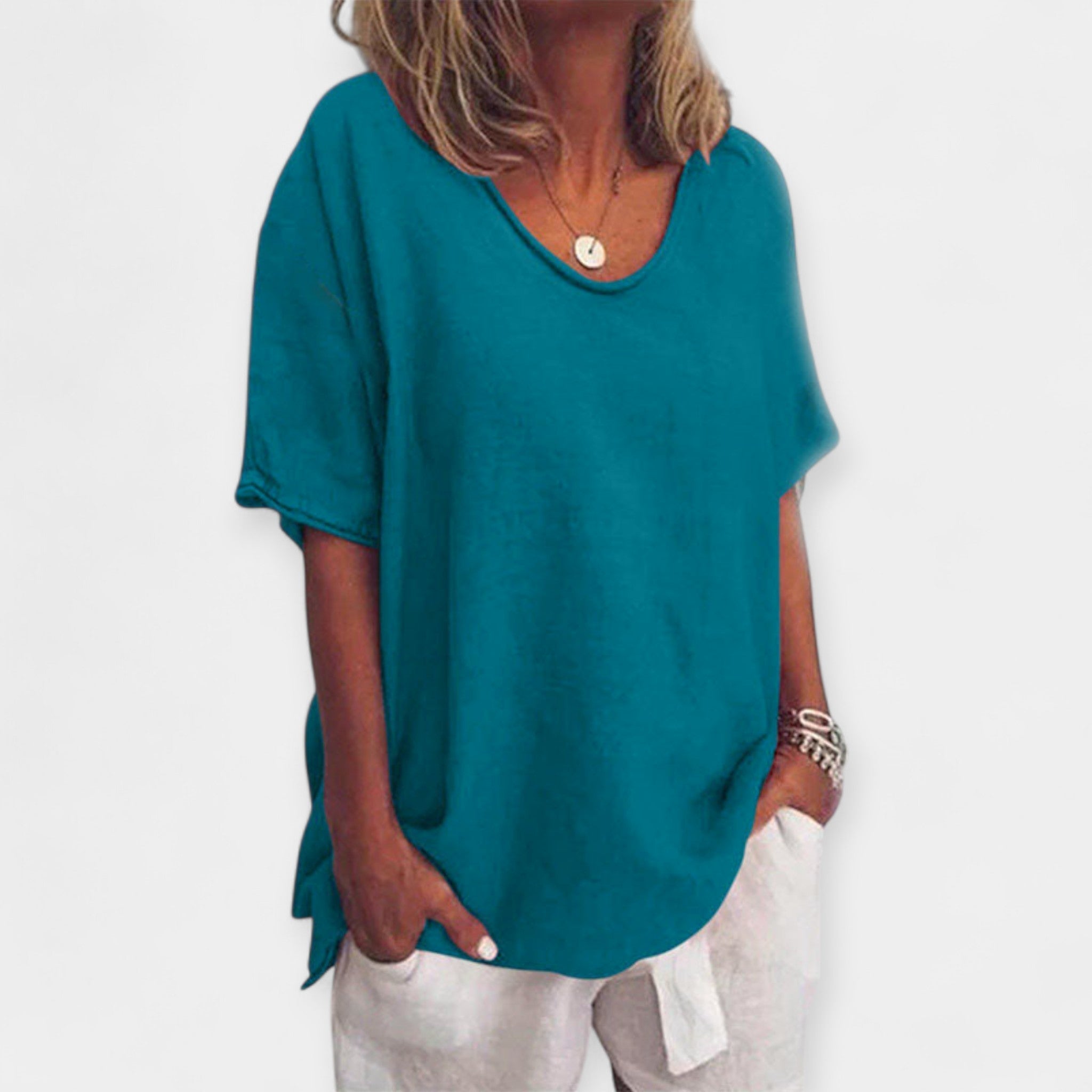 Breathable Summer Blouse With V Neckline For Women Everyday
