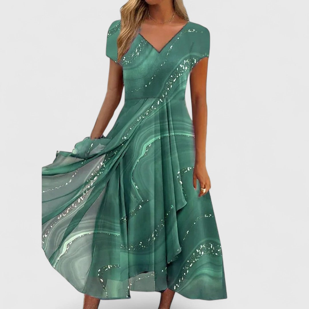 Freedom Midi Dress With V Neckline And Timeless Simplicity