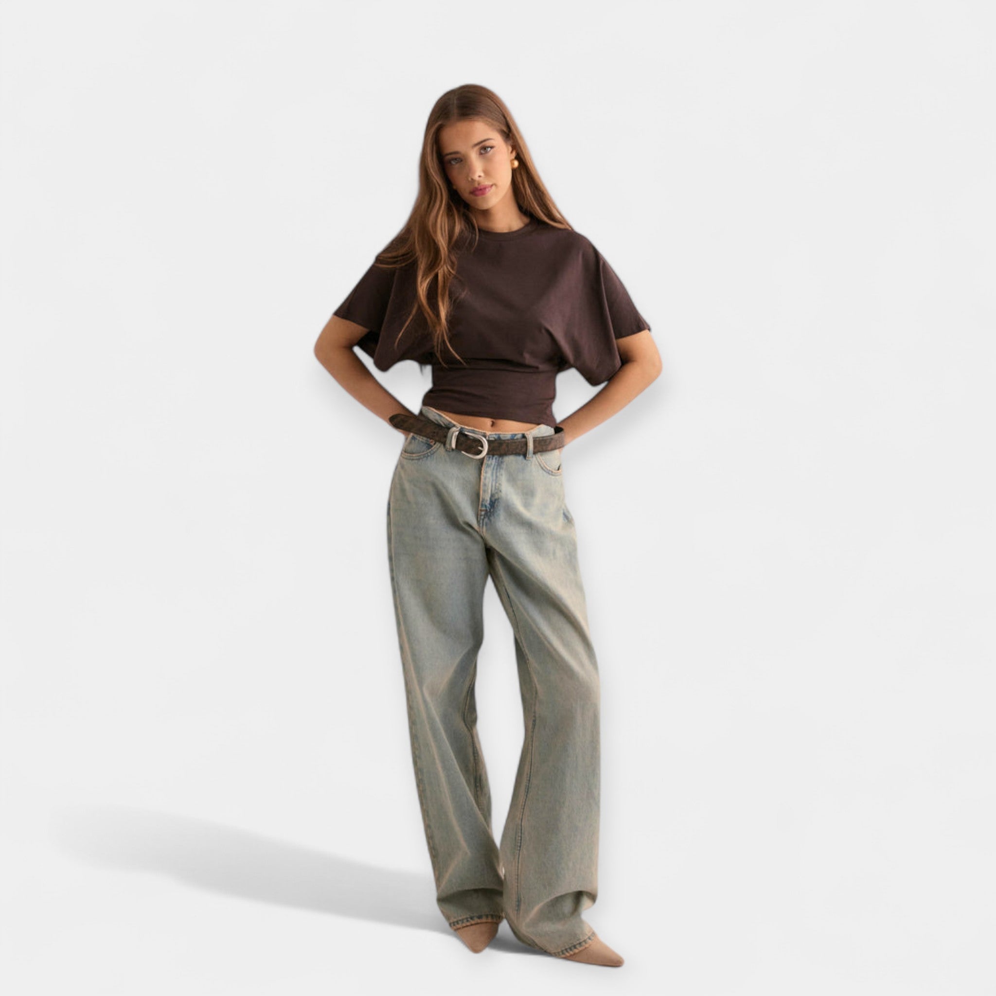 Blouse With Wide Sleeves And Defined Waist For Casual Chic