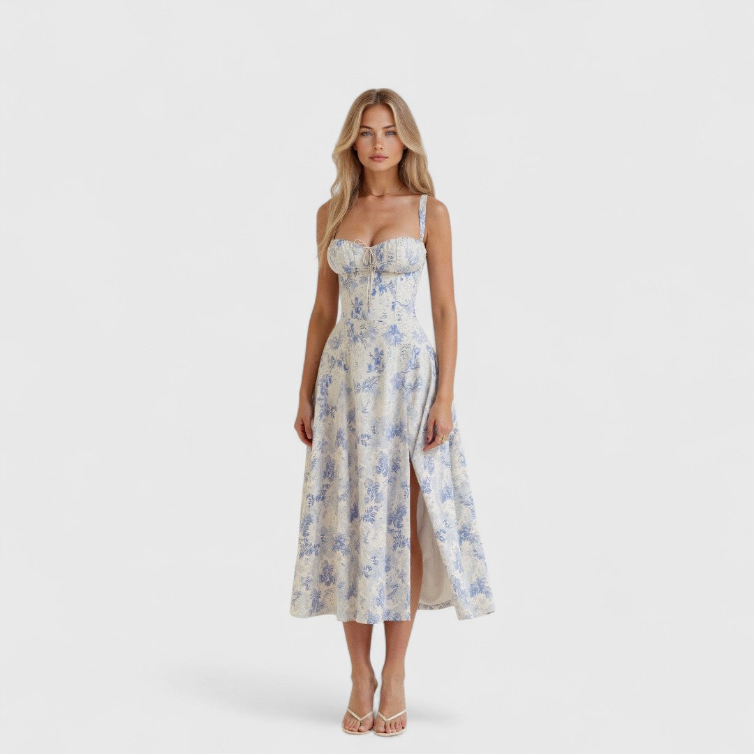 Theodouli Midi Dress With Corset And Feminine Style