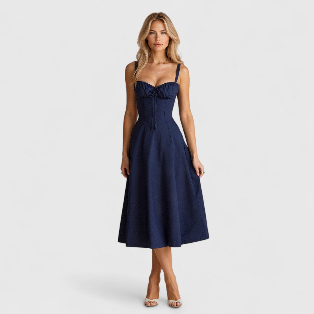 Theodouli Midi Dress With Corset And Feminine Style