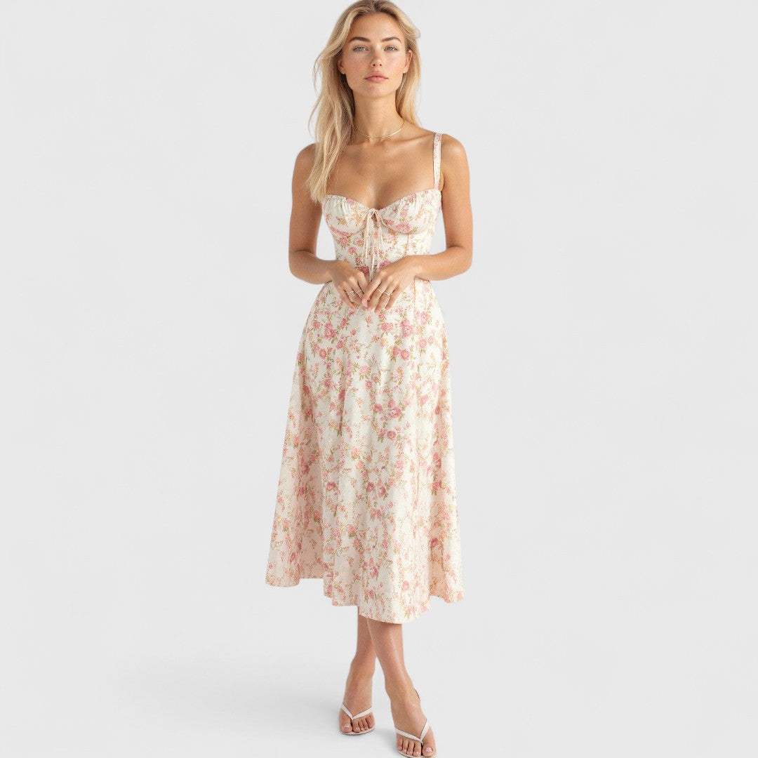 Theodouli Midi Dress With Corset And Feminine Style