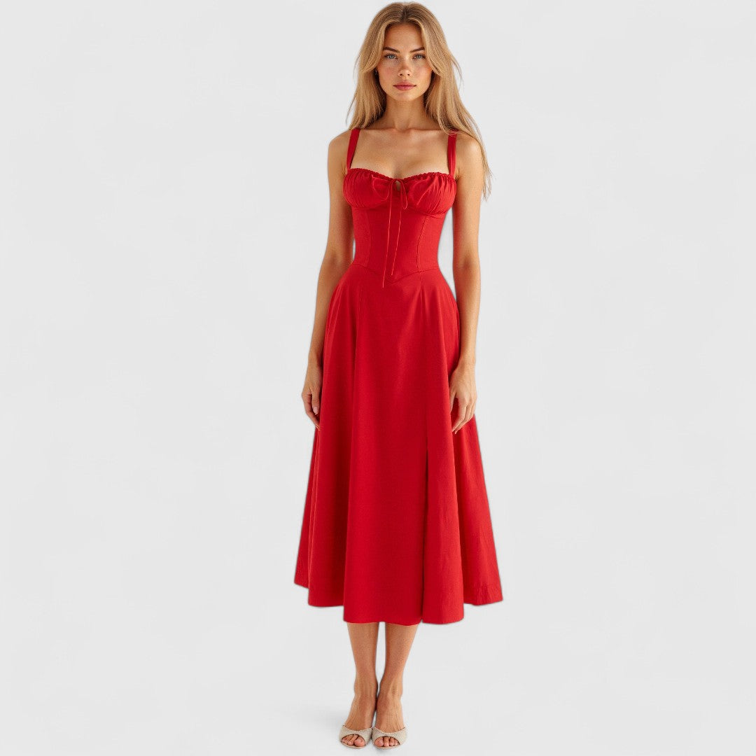 Theodouli Midi Dress With Corset And Feminine Style
