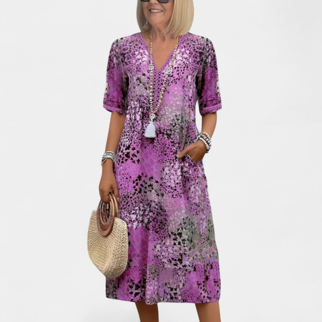Athena Boho Dress With Floral Pattern And Crochet Details