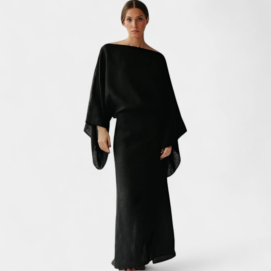 Camila Linen Cotton Kimono Dress With Belt Relaxed Fit