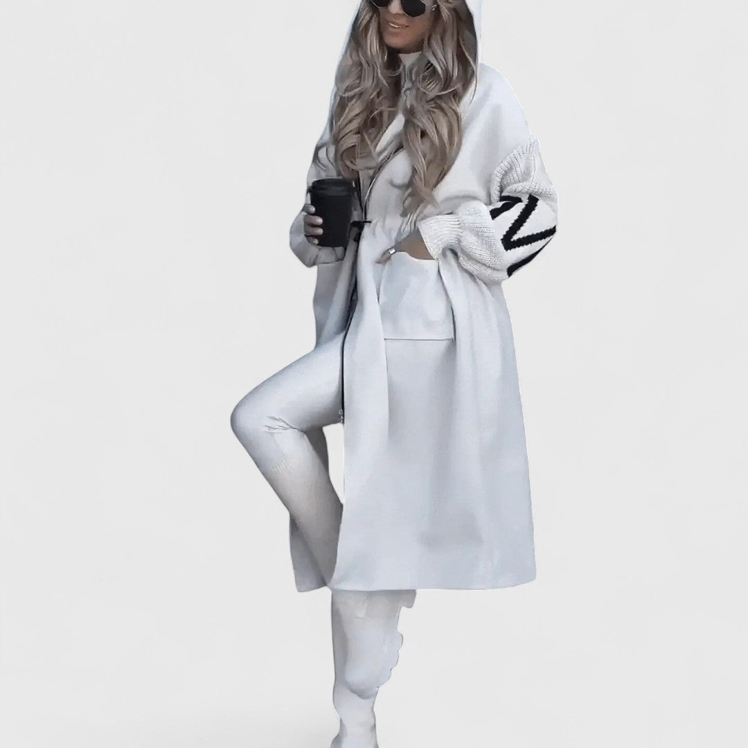 Orlagh - Elegant Hooded Coatigan With Cozy Comfort
