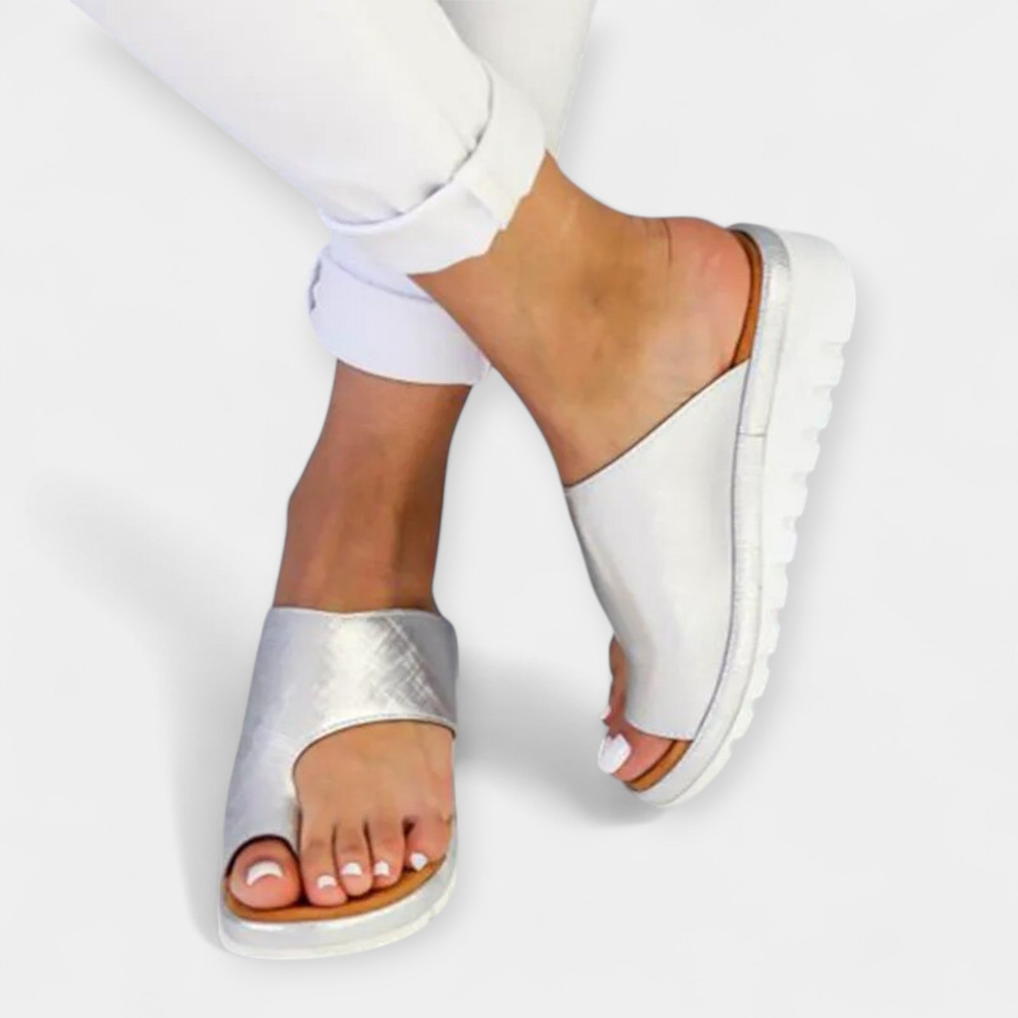 Leather Sandals With Orthopaedic Support And Padded Insole
