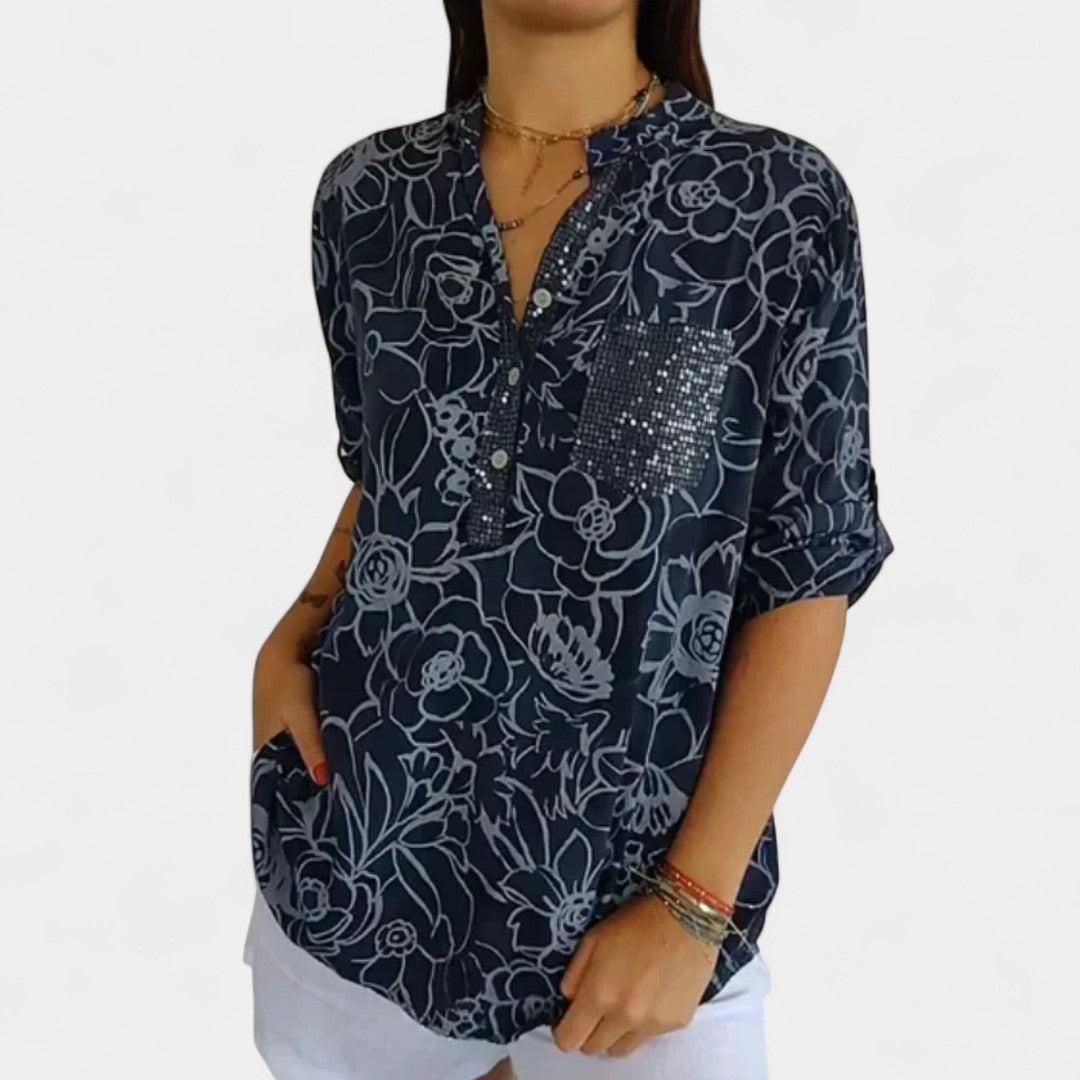 Kybele Patterned Button Shirt Breathable Everyday Wear
