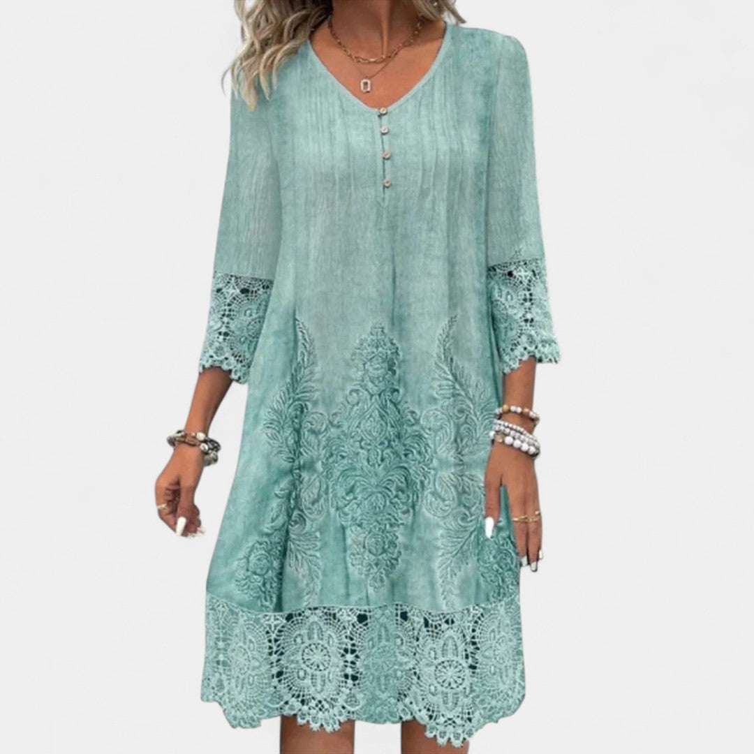 Marina Lace Dress With Deep V Neckline For Weddings